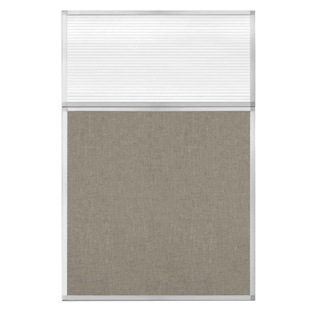 Versare Hush Panel Configurable Cubicle Partition 4' x 6' W/ Window Warm Pebble Fabric Clear Fluted Window 1812488-1
